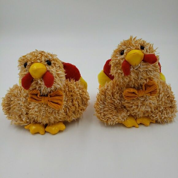 Vtg Anico Plush Stuffed Animal Turkey PAIR Colorful Soft Small 5” Thanksgiving - Picture 2 of 16